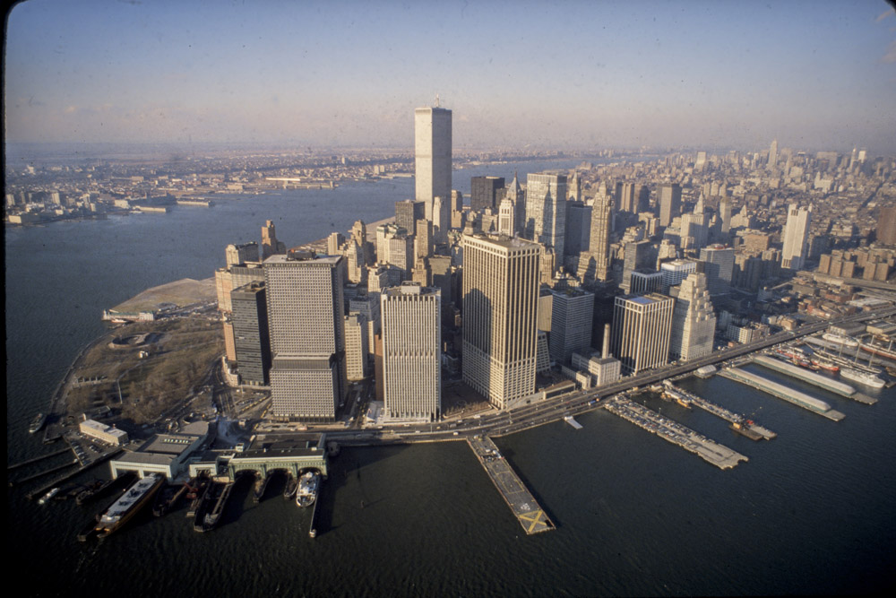Downtown, Manhattan, East, River, Aerial, Battery Park, World Trade Center,